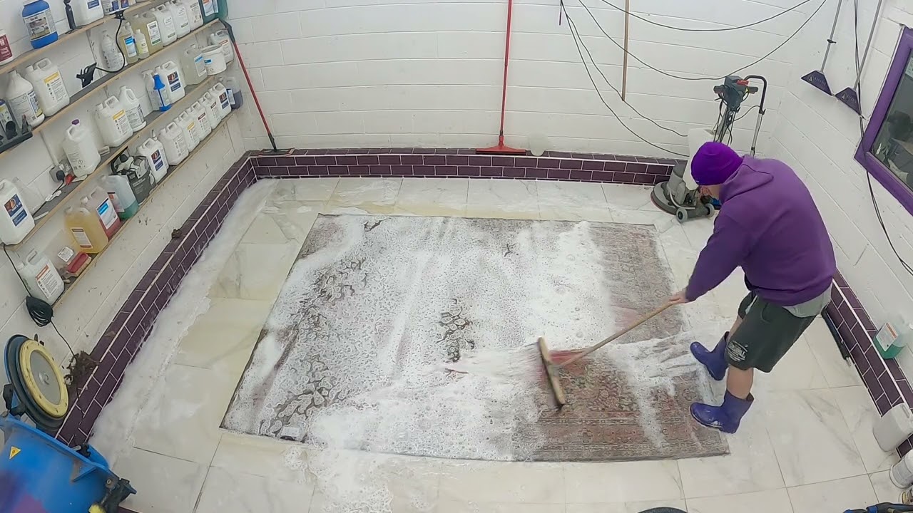 💜 Very dirty, large Persian Machine made rug cleaning, very relaxing ASMR sounds. Carpet cleaning 💜