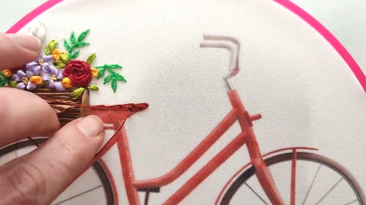 Bordado para principiantes: Bicicleta con cesta de flores