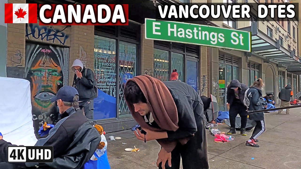 🇨🇦 【4K】 East Hastings St. Downtown Vancouver BC, Canada. Street Walk. 2025. Go Pro Hero 10.