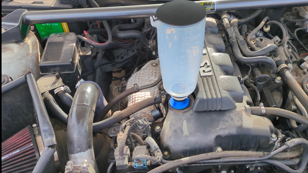 Oil change 20w50  2011 Genesis Coupe 2.0 Harbor Freight Holt Industries Master Oil Funnel kit.