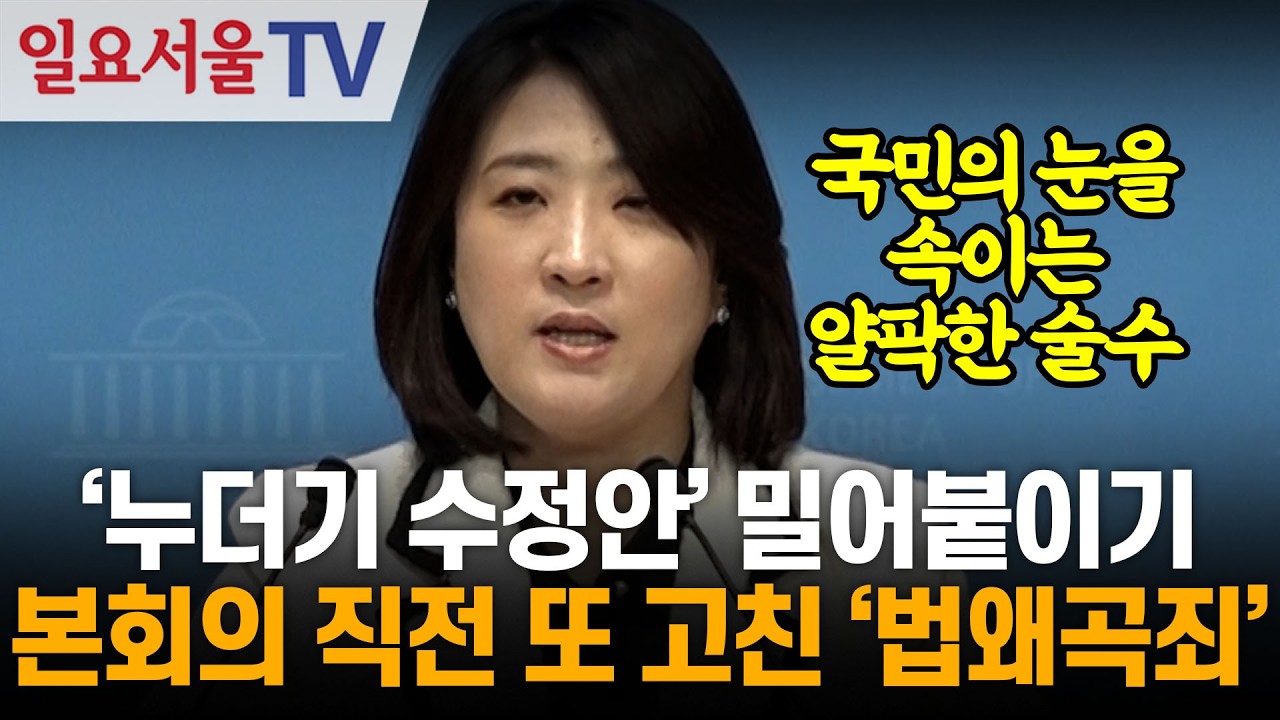 '누더기 수정안' 밀어붙이기... 본회의 직전 또 고친 '법왜곡죄'