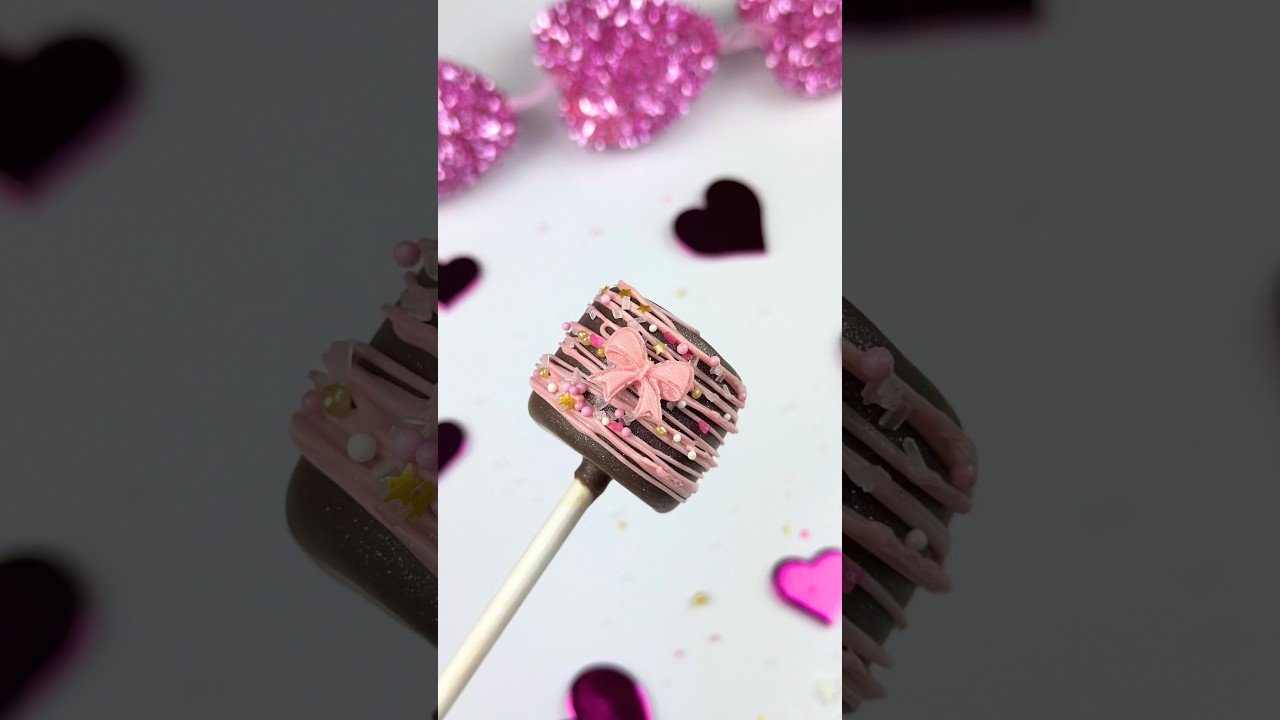 😍Easy chocolate marshmallow pop #chocolate #chocolatecovered #marshmallow #valentine #diy #sweet