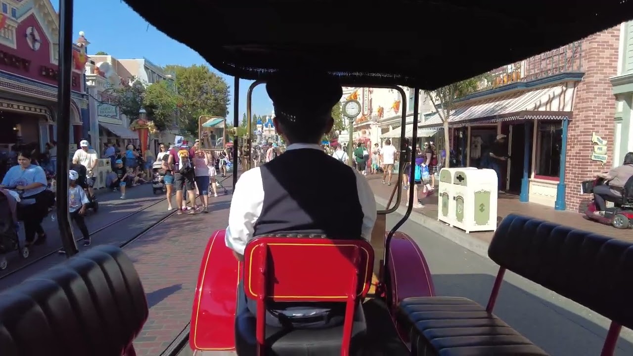 Riding in the Red Car down Main Street USA in Disneyland