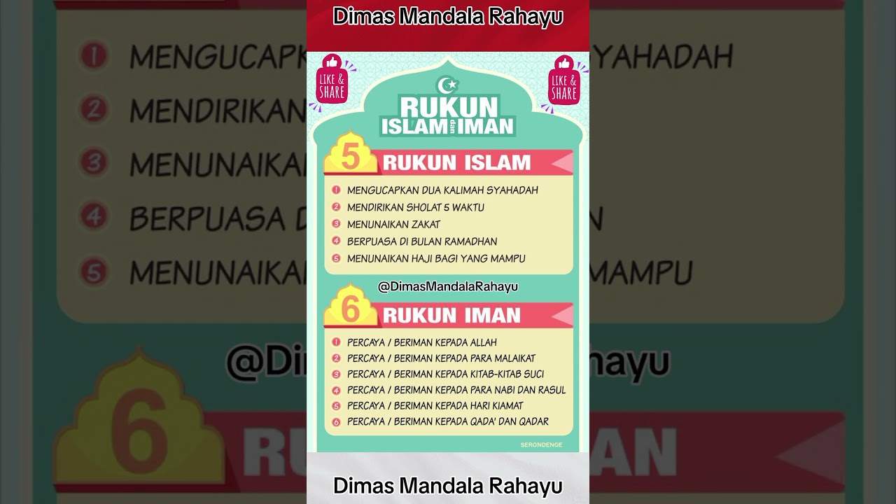 Rukun Islam Dan Rukun Iman | Mari Mengingat Agar Tidak Keliru #berbagiilmu #rukunislam #rukuniman