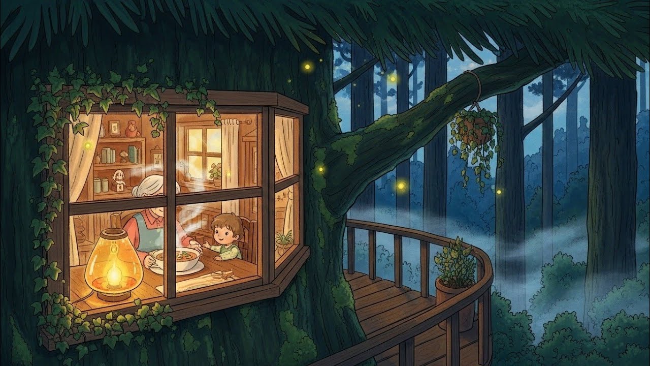 Living in a Giant Treehouse Crafting a Glowing Resin Lamp Cozy Mushroom Soup Slow Living ASMR Giant