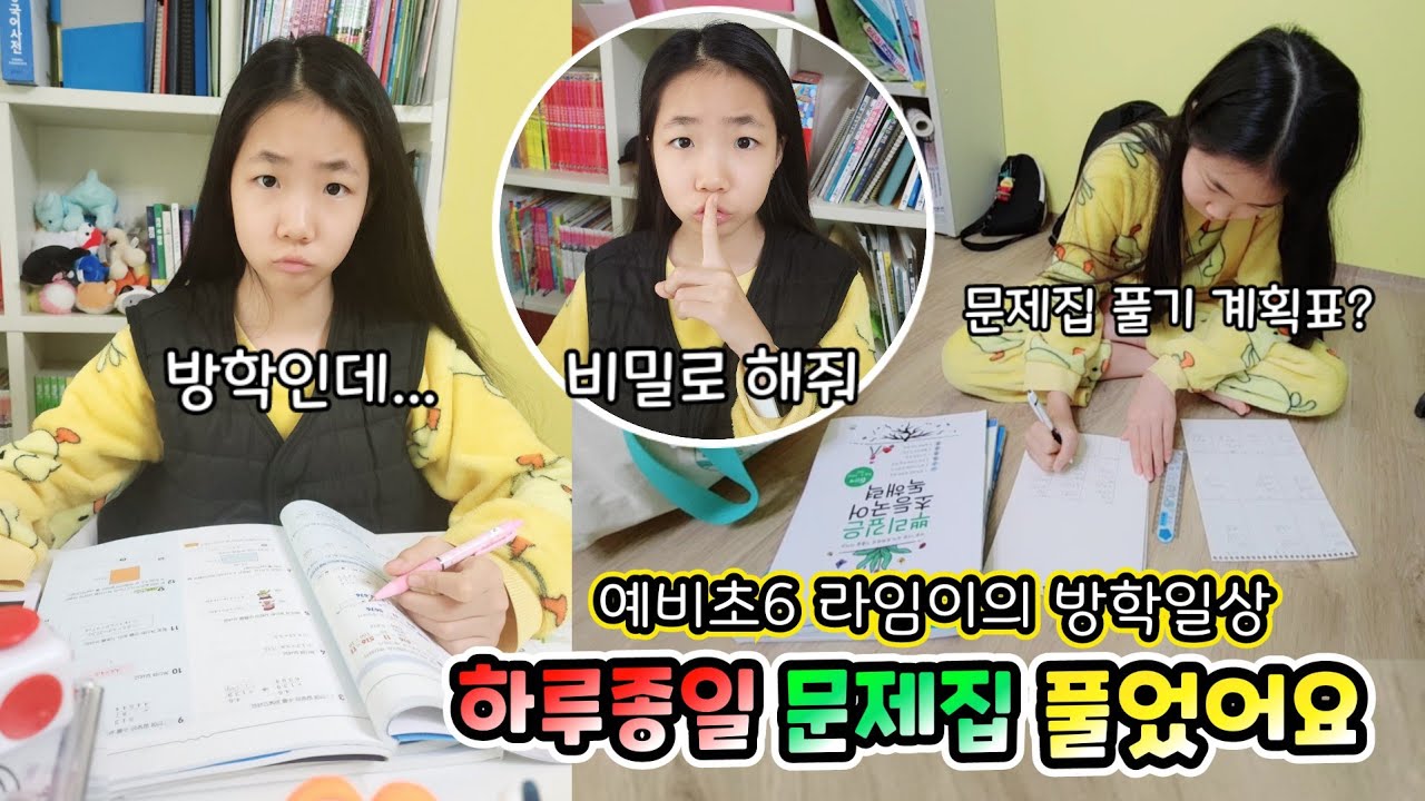 방학인데 하루종일 문제집만 풀어요 예비초6 준비하는 라임이의 방학일상 브이로그 롤롤라임팸 가족일상