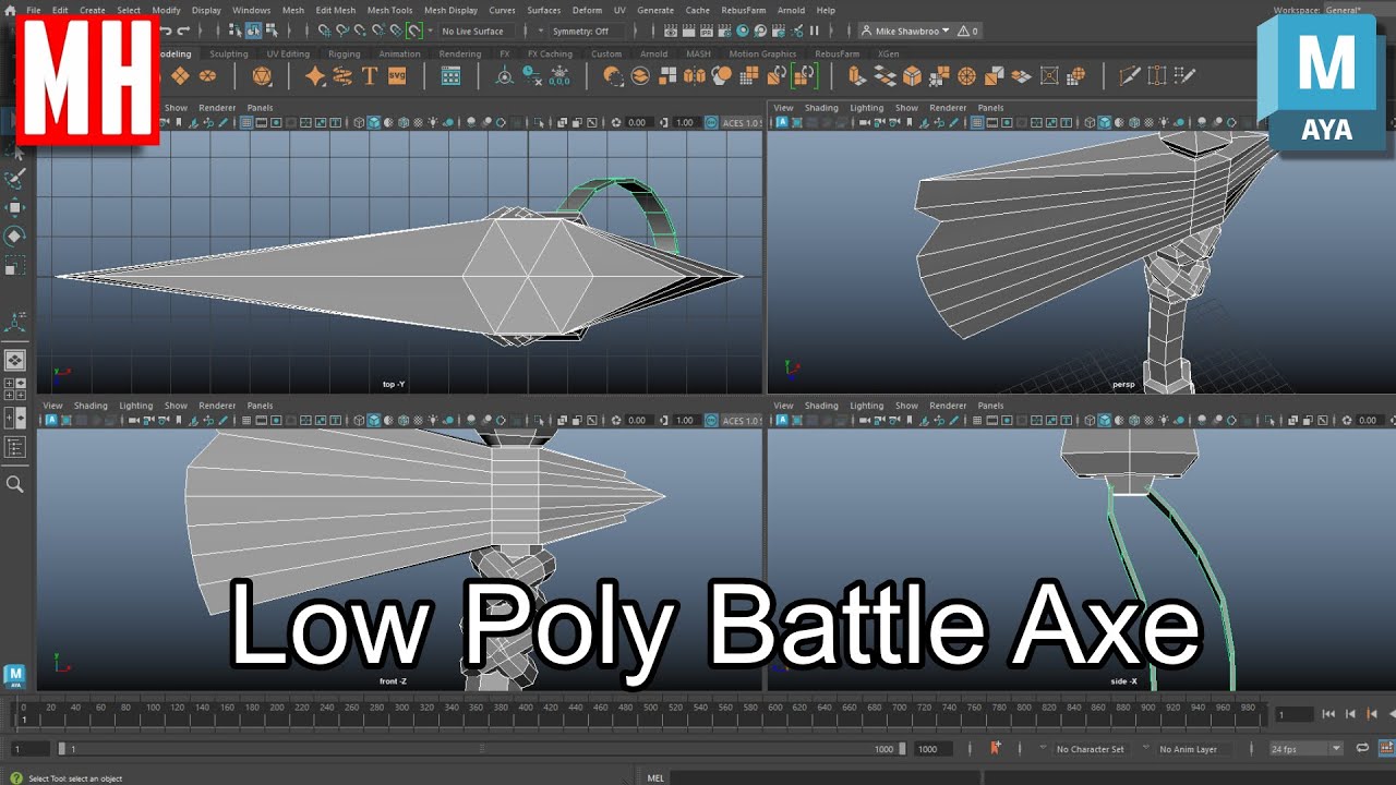 Let's model a Low Poly 3D Battle Axe in Maya ( Subscriber request )