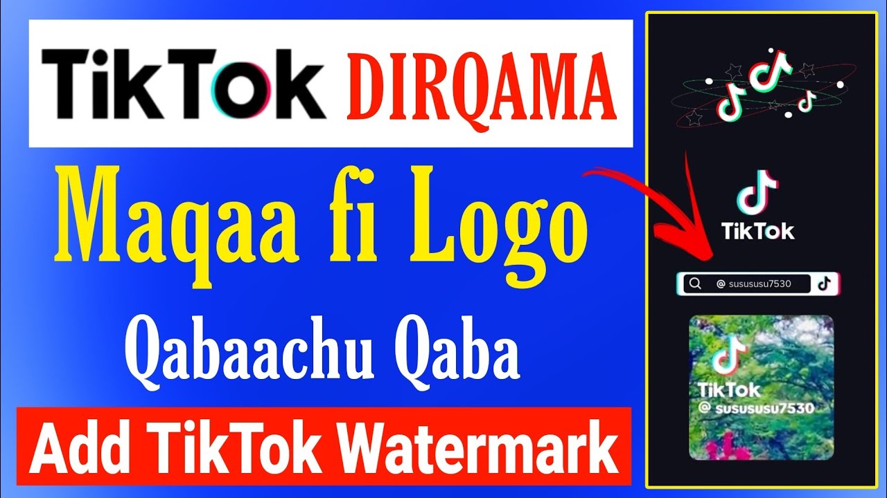 TikTok View Guddaa Argachuuf Dirqama Maqaa Qabachu Qaba|TikTok Watermark