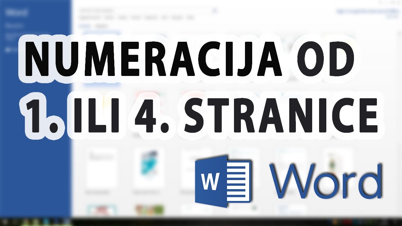Numeracija u Wordu (od 1. ili 4. stranice) - Word 2013