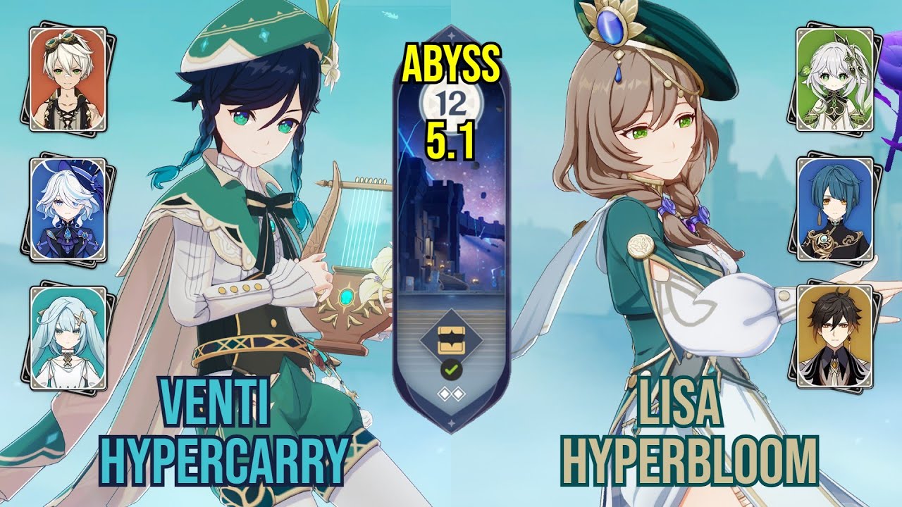 C0 Venti Hypercarry & C6 Lisa Hyperbloom | Spiral Abyss 5.1 | Genshin Impact