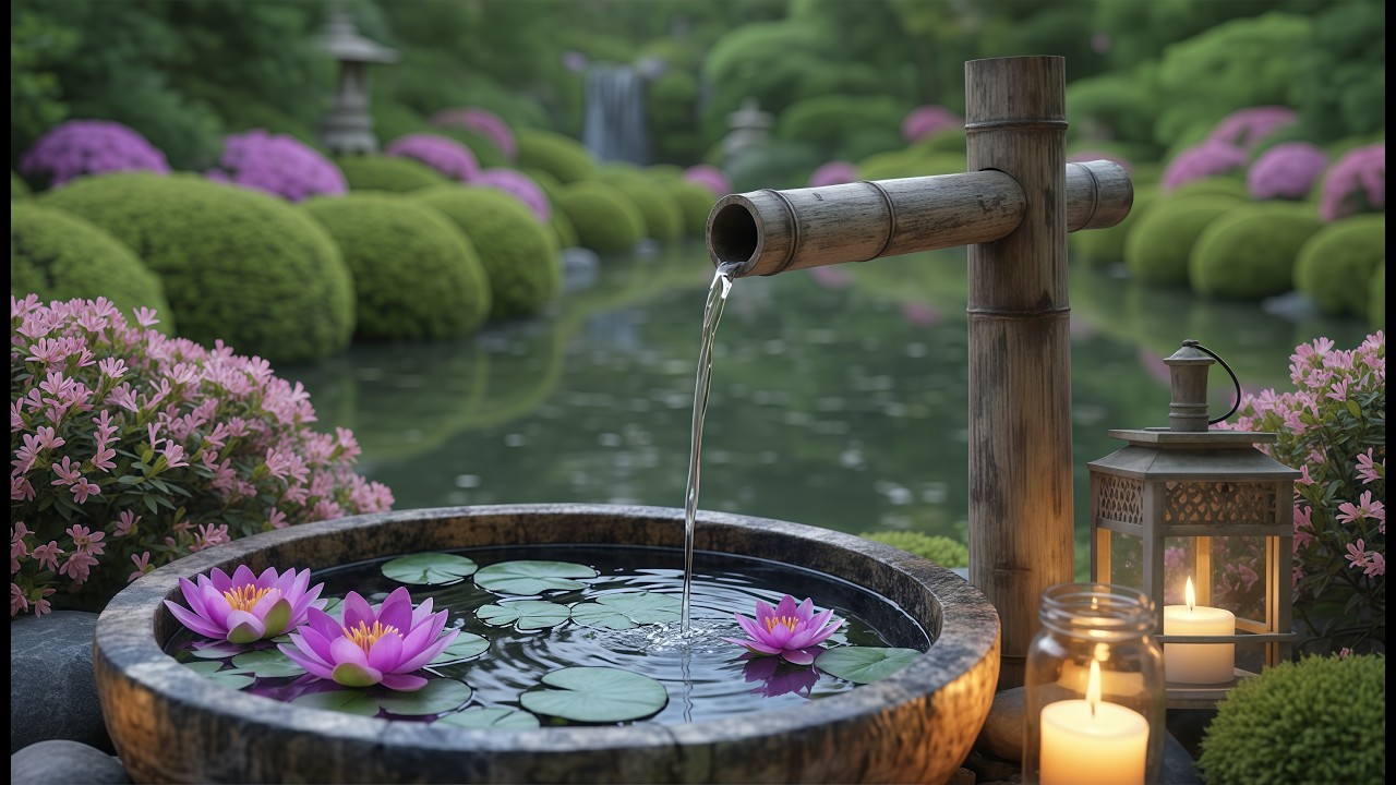 Calming Music for Sleep, Relax, Meditation🌿 Bamboo Water Fountain, Relieves Stress, Calm Anxiety