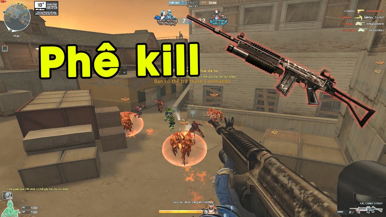 Bắn Phê Kill Với Súng Phóng Lựu Kick 10 Băng Đạn Zombie Nano