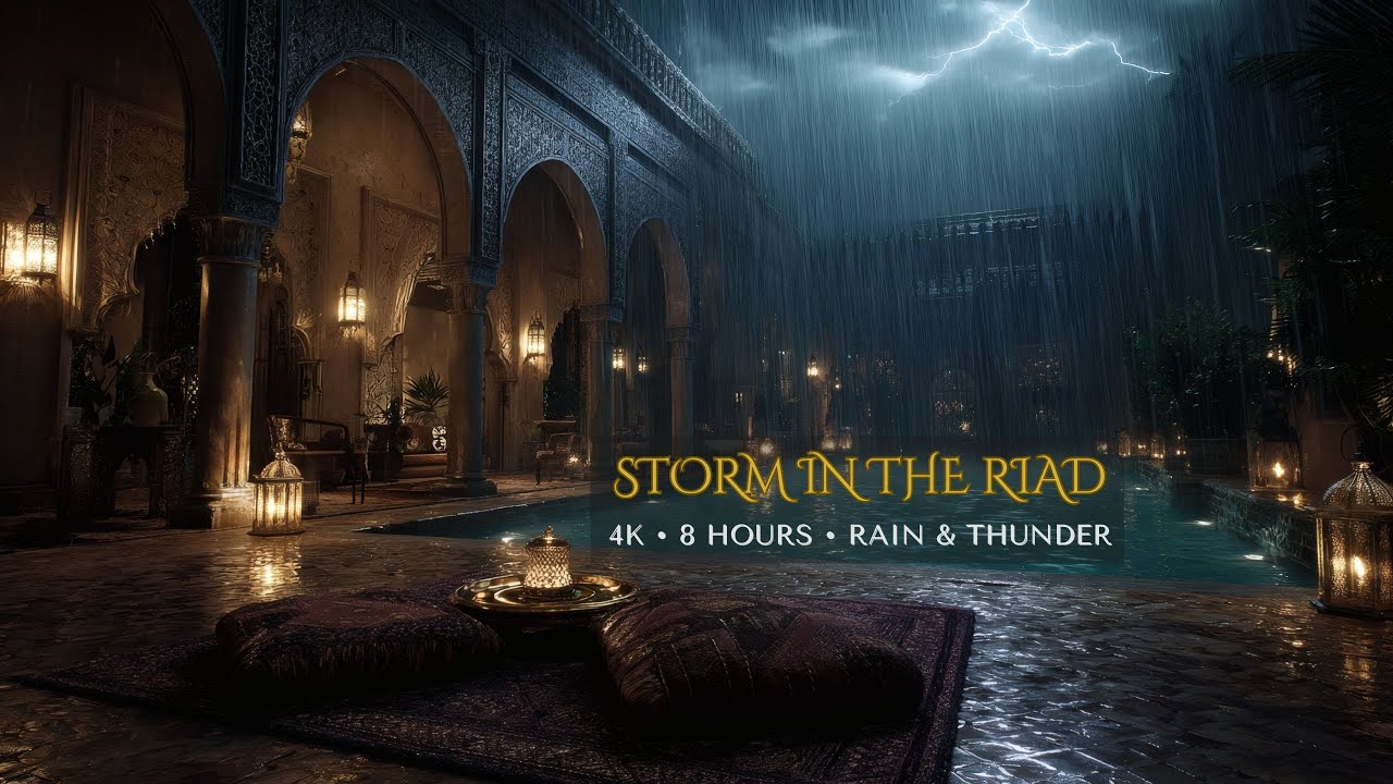 Ancient Persian Palace: Heavy Rain & Thunder for Sleeping (Dark Academia Ambience)