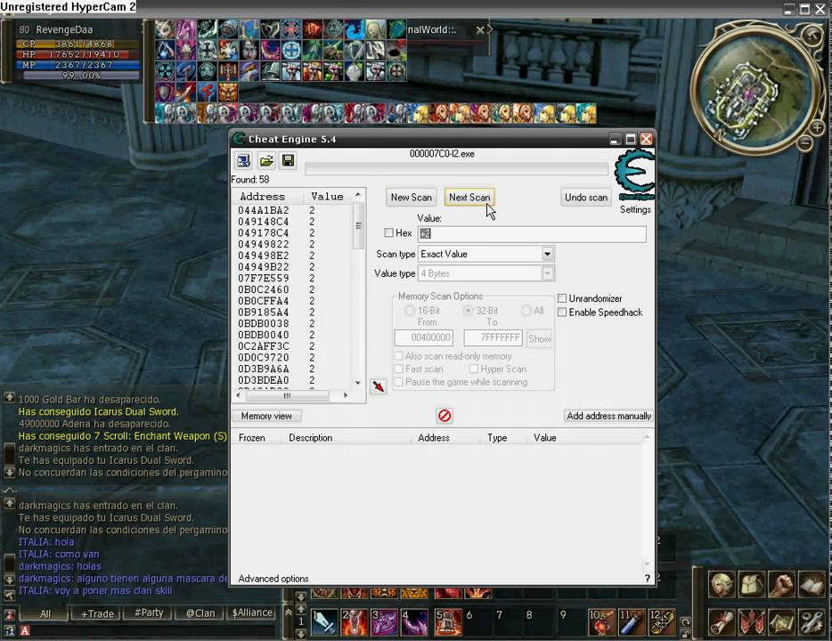 Como usar Cheat Engine 5.4 en l2