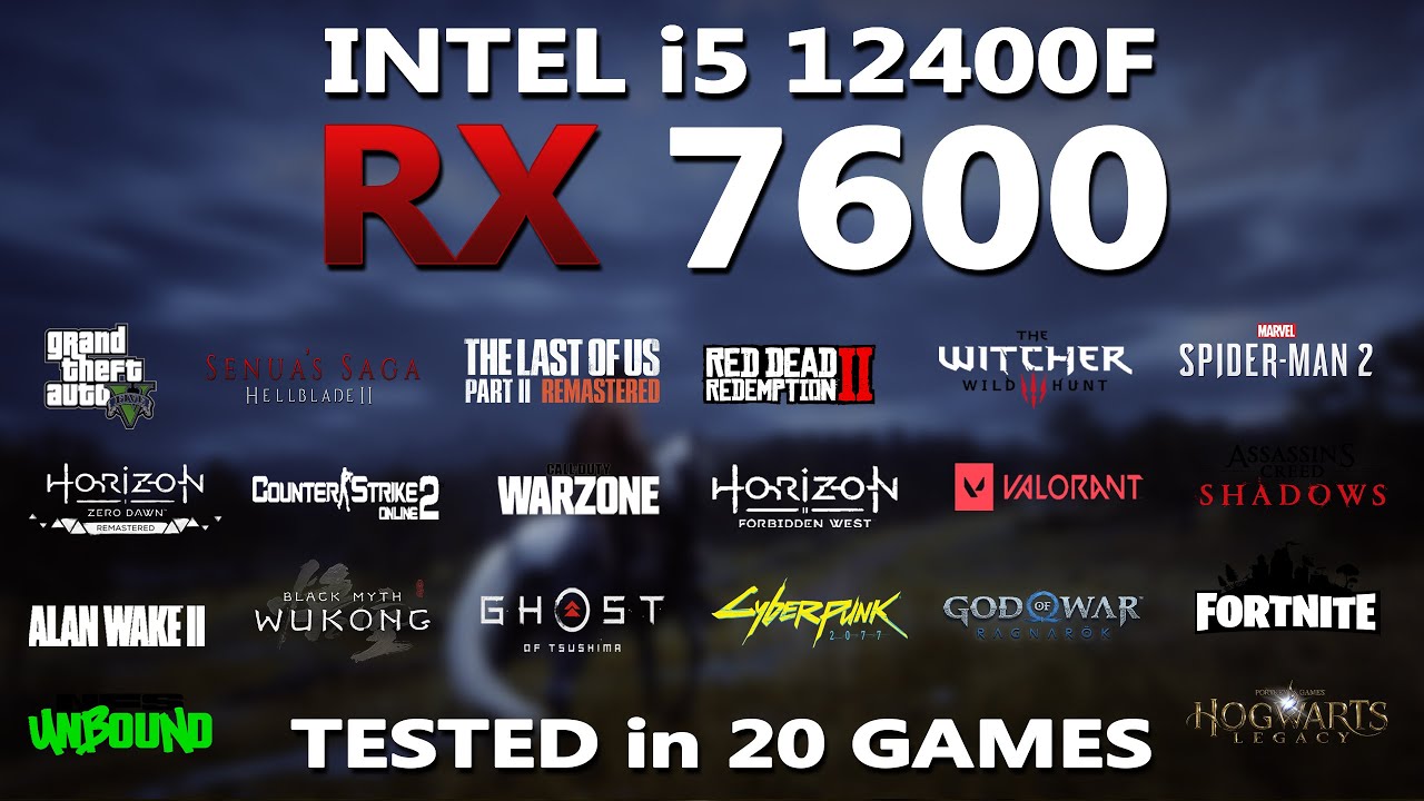 AMD RX 7600 + Intel i5 12400F Gaming Benchmark Test | Tested in 20 Games | RX 7600 8GB Gaming Test |