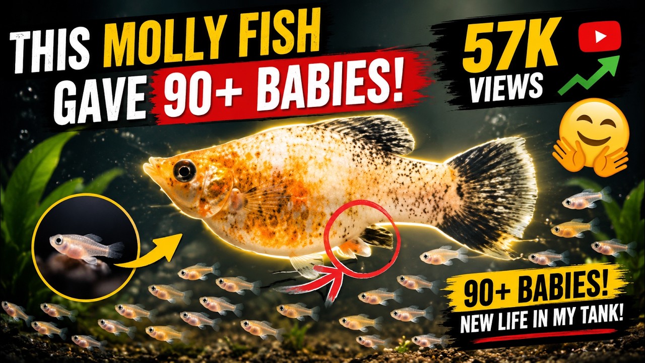 Superb!!! 🙉My Molly fish delivered 100+ babies in small fish tank|#molly #aquariumfish#aquarium#pets