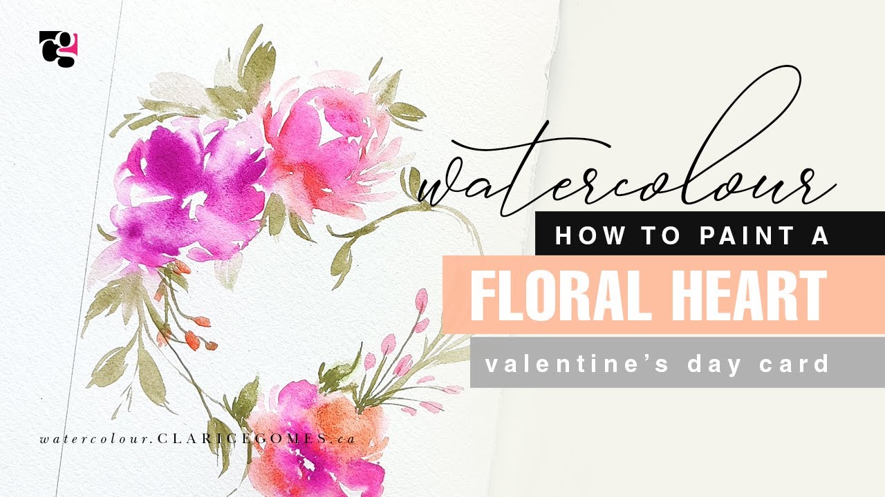How to Paint a Floral Valentine's Day Heart Card - Beginner Friendly Watercolour Tutorial