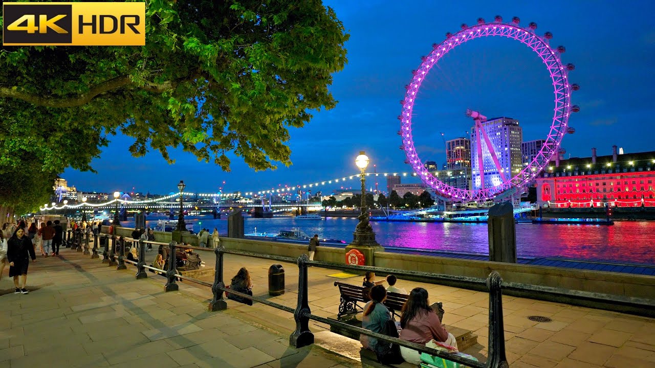 London After Dark 💃🏽 Walking through Sunset Hues and Nightime Views [4K HDR]