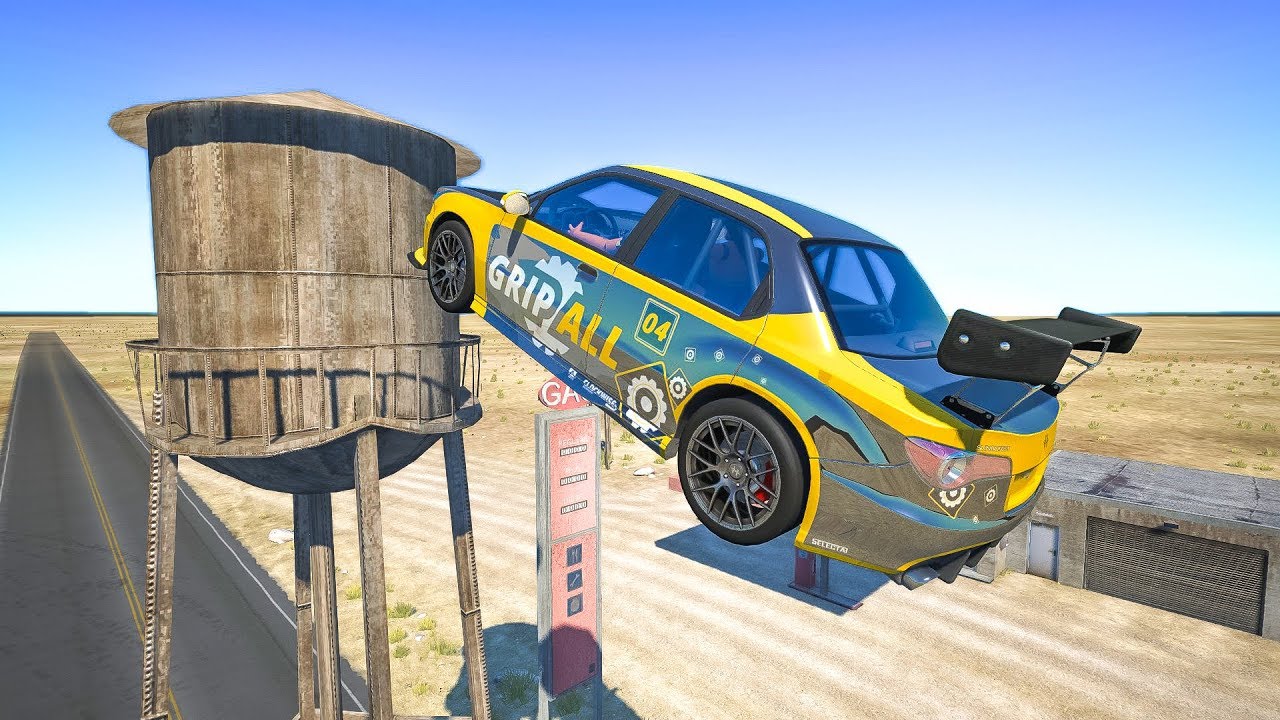 Cars attacking Water Tower - Beamng drive | SpeedRoll