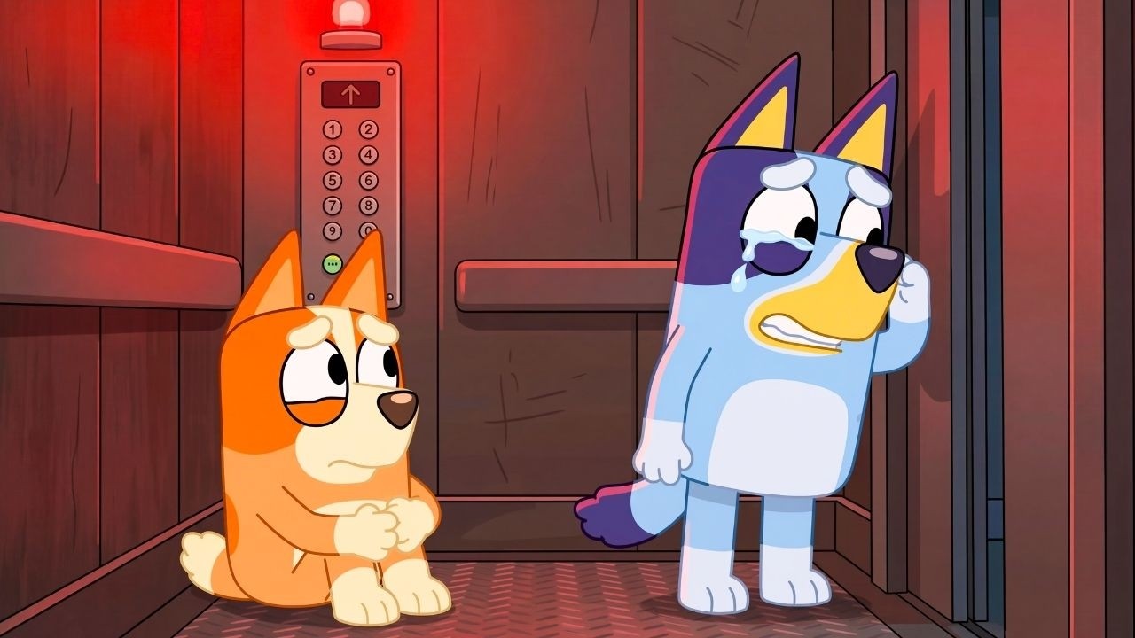 OH NOO!!!!...BLUEY & BINGO is trapped in an elevator! A terrifying experience! | Funny Bluey cartoon