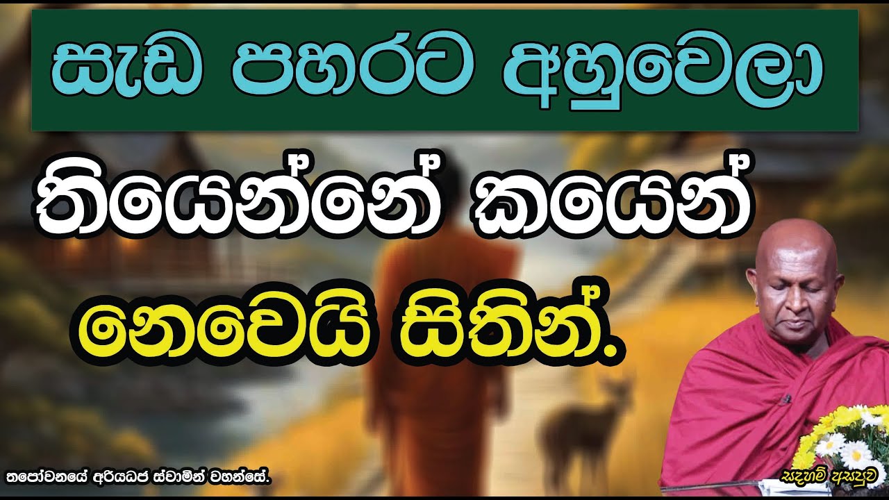 සැඩ පහරට අහුවෙලා තියෙන්නේ කයෙන් නෙවෙයි සිතින්.855පූජ්‍ය තපෝවනයේ අරියධජ හිමි