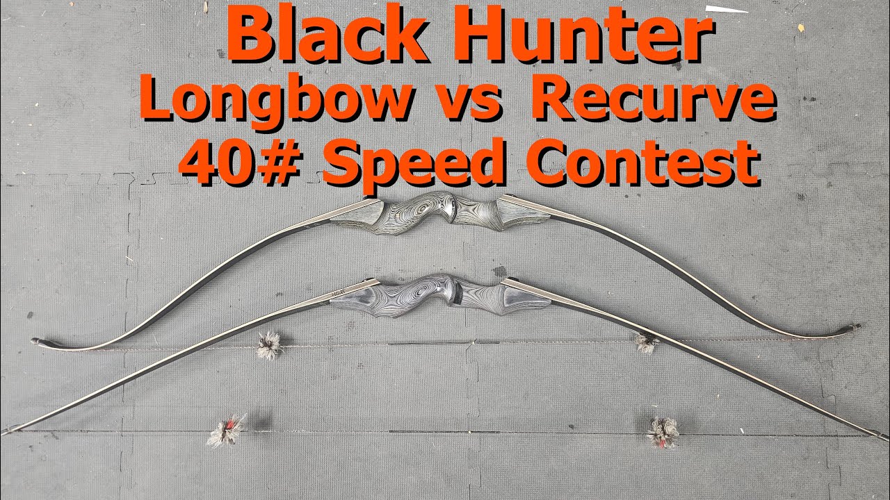 Black Hunter Longbow vs Recurve 40 lb Speed Contest Testing With The Garmin Xero C1 PRO