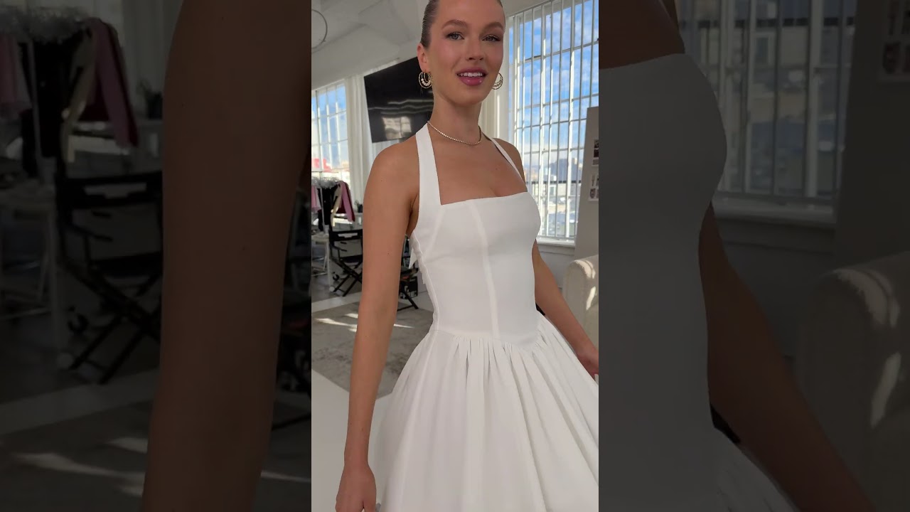 Timeless Elegance ✨ Halter A-Line Dress in Ivory