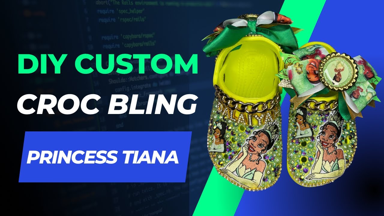 DIY custom croc bling 💎 PRINCESS TIANA 👸🏽