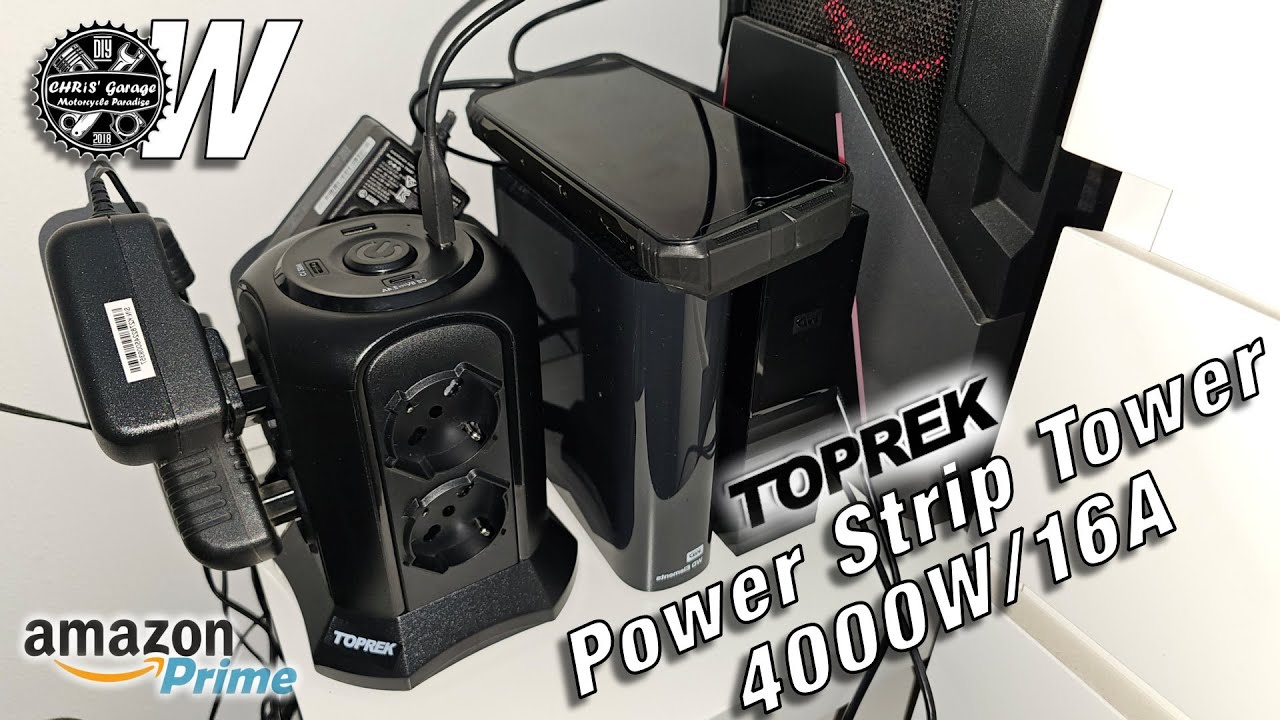 More Order on the workbench with the TOPREK 4000W/16A 8-place Vertical Power Strip