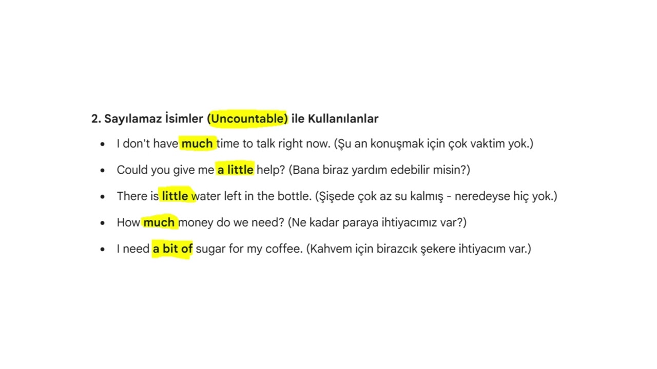İngilizce Miktar Belirteçleri - Quantifiers. - 21
