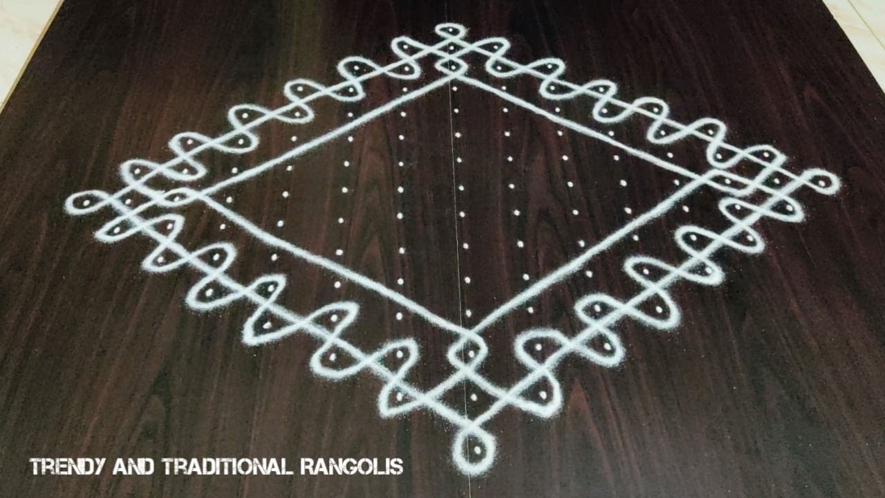 Easy new year sikku kolam | 15 dots kambi kolam | big neli kolam | Trendy and traditional rangolis