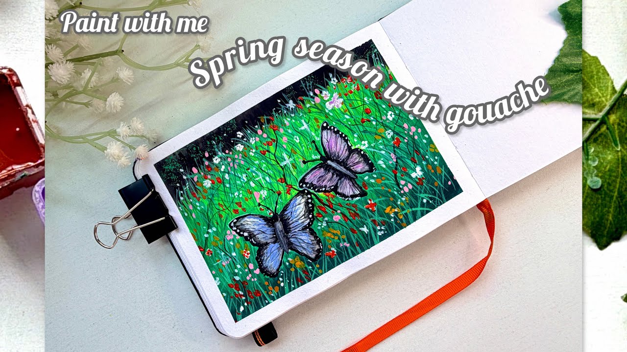 Spring Season Butterfly Painting- Easy Gouache painting process