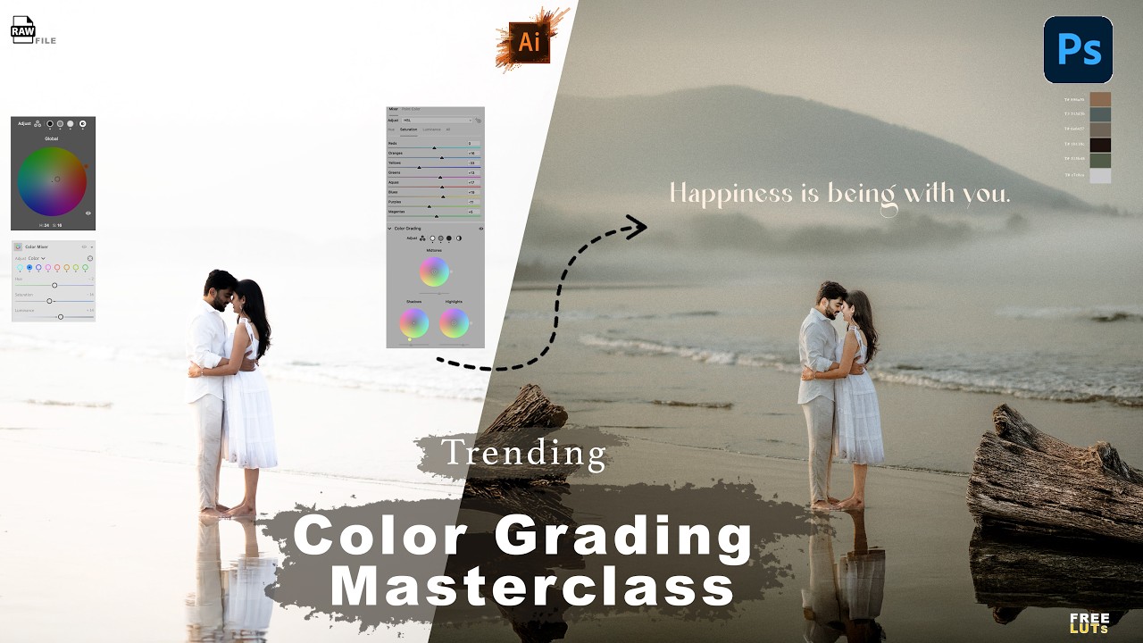 Pre Wedding Colour Grading Secrets 2025 | Professional Photo Editing in Photoshop (हिन्दी में)