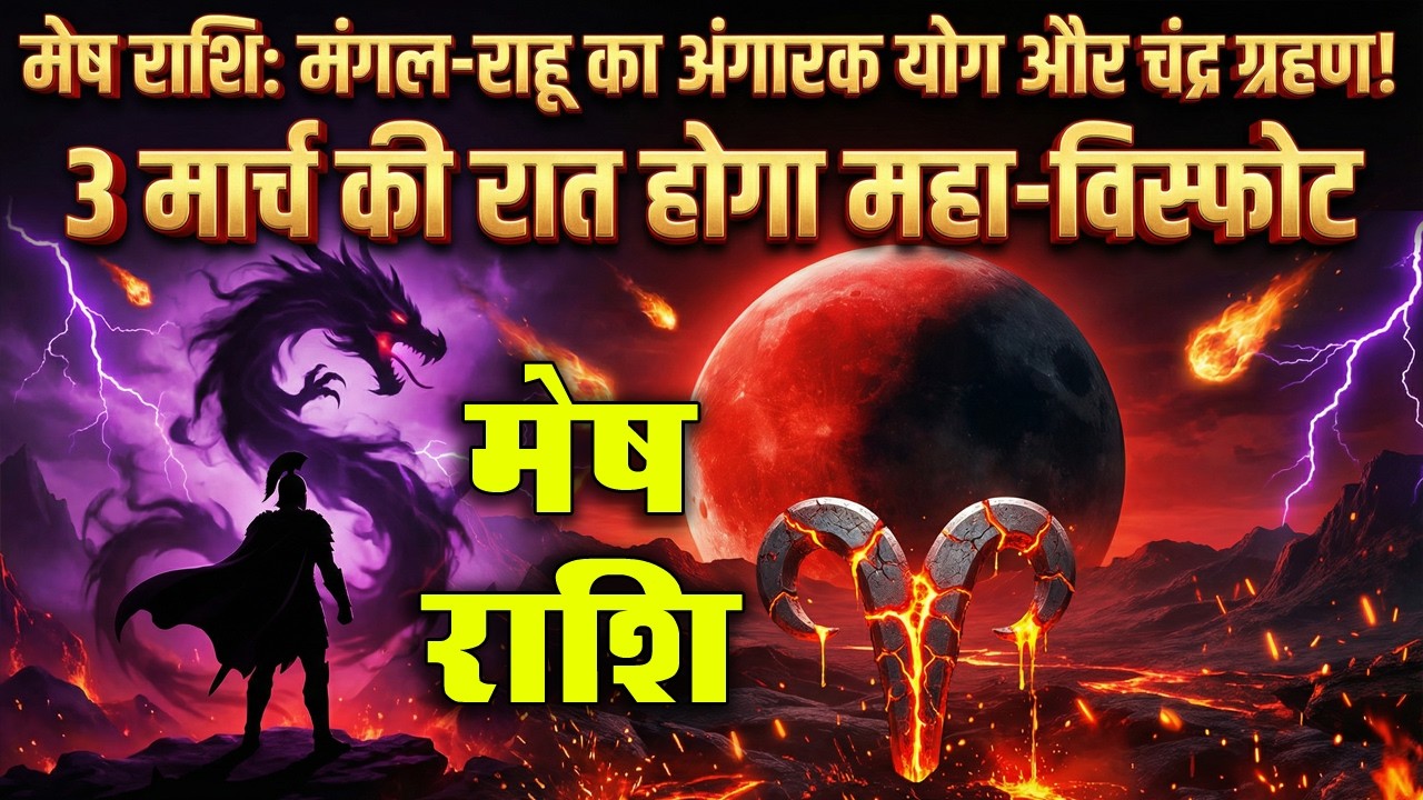 मेष राशि: मंगल-राहू का अंगारक योग और चंद्र ग्रहण! 🌑 3 मार्च महा-विस्फोट | Mesh Rashi 2026 High Alert