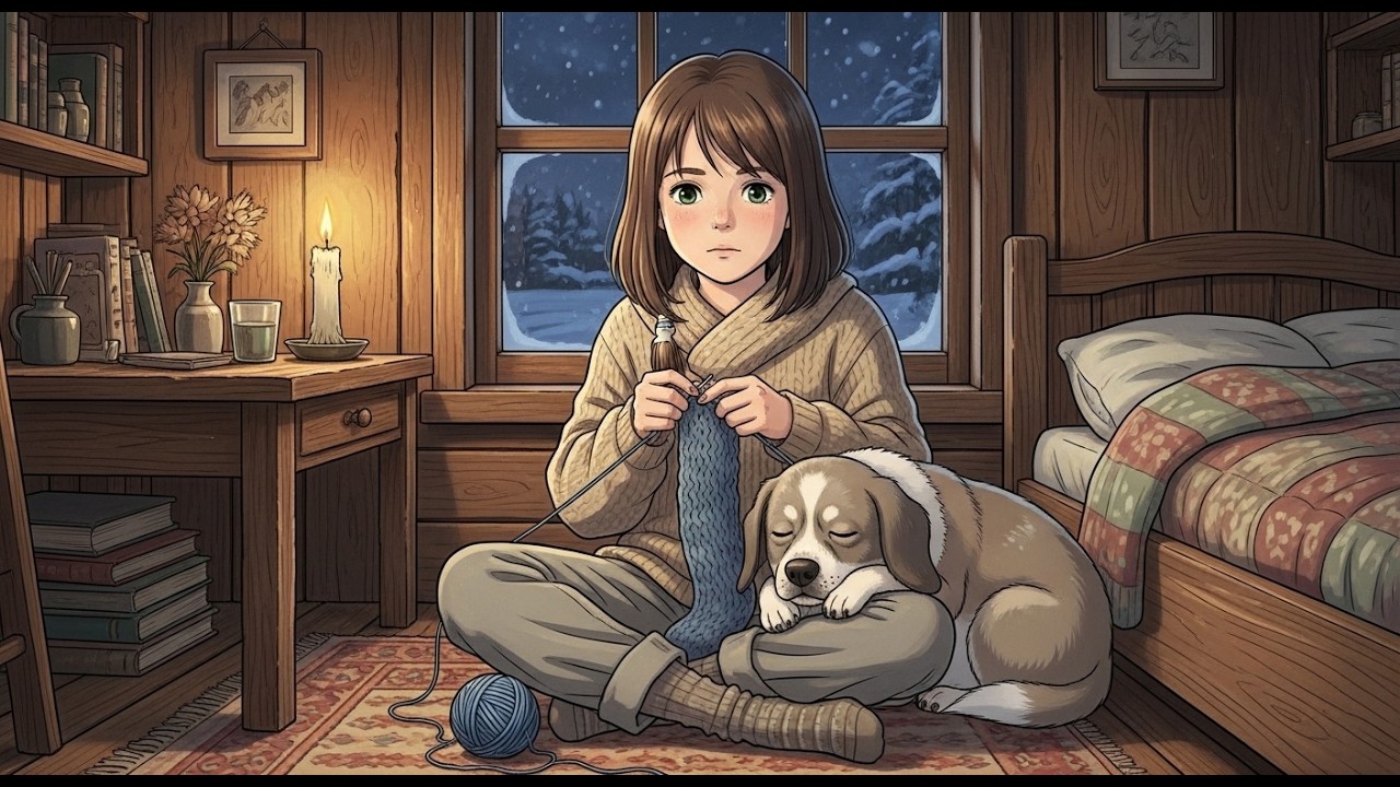QUIET WINTER NIGHT IN THE COUNTRYSIDE ❄️ Snowy Fields & Warm Fireplace | Ghibli-Style ASMR
