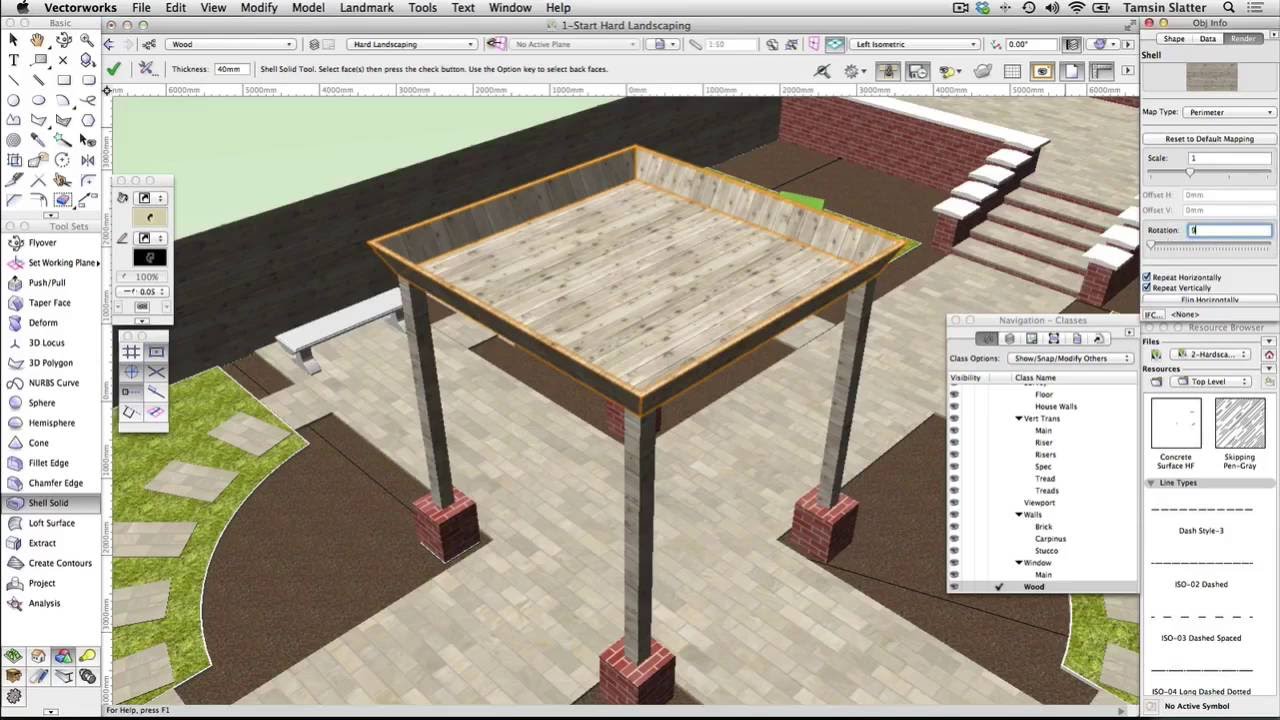 Vectorworks 2017 - Site Design - Draw Pillars and Roof Structure