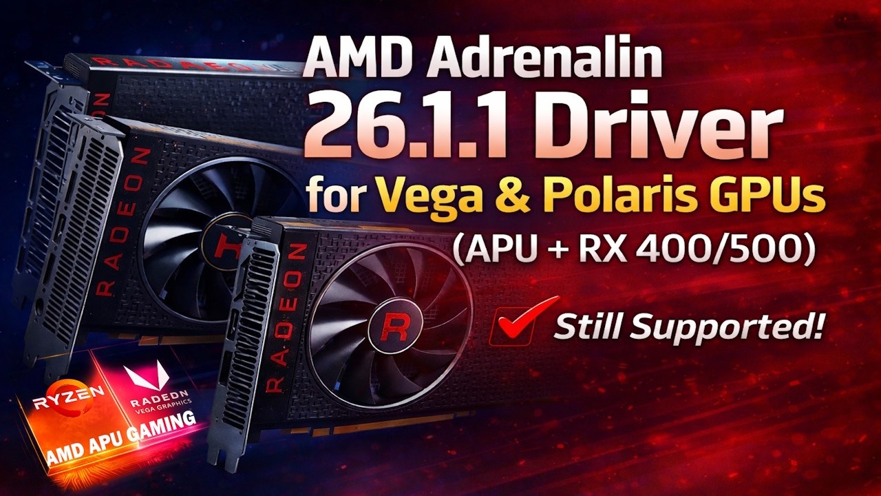 Драйвер AMD Adrenalin 26.1.1 для видеокарт Vega и Polaris (APU + RX 400/500) &mdash; по-прежнему поддер...