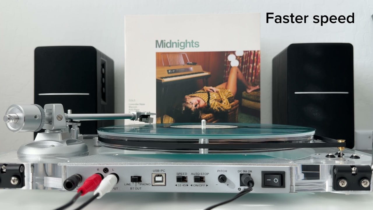 Audio Keeper | Full Acrylic Bluetooth Turntable ICE1-V2 Adjust the Pitch Control