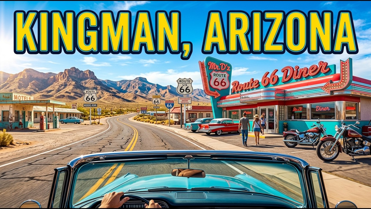 POV Drive Through Kingman Arizona on Route 66 + Lunch at Mr. D’z Diner | Classic Road Trip Stop
