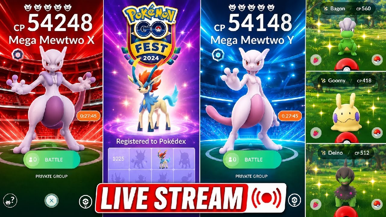 😍 Mega Mewtwo X & Y Raids | Zeraora Research | Shiny Hunting | Pok&eacute;mon Go Fest: Copenhagen LIVE 🔥