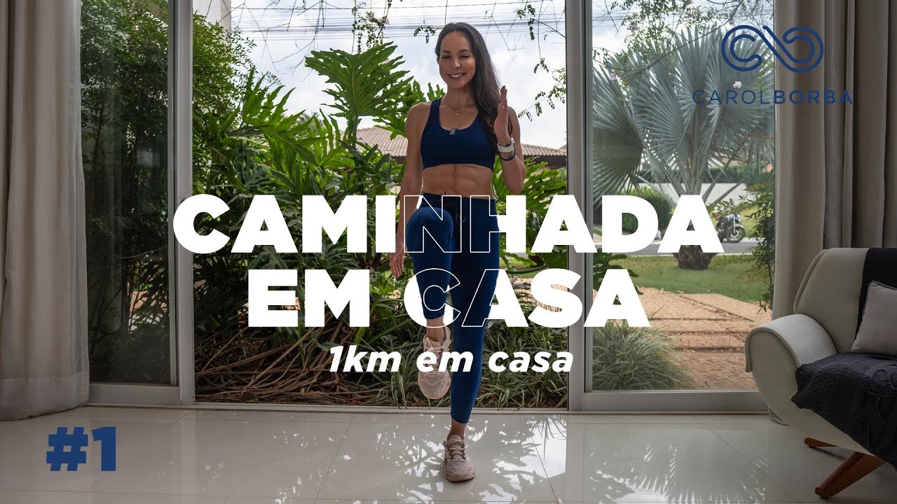 Caminhada em casa 2024 - 1 km em casa queimando mais calorias que 1 km na rua 🔥 Carol Borba