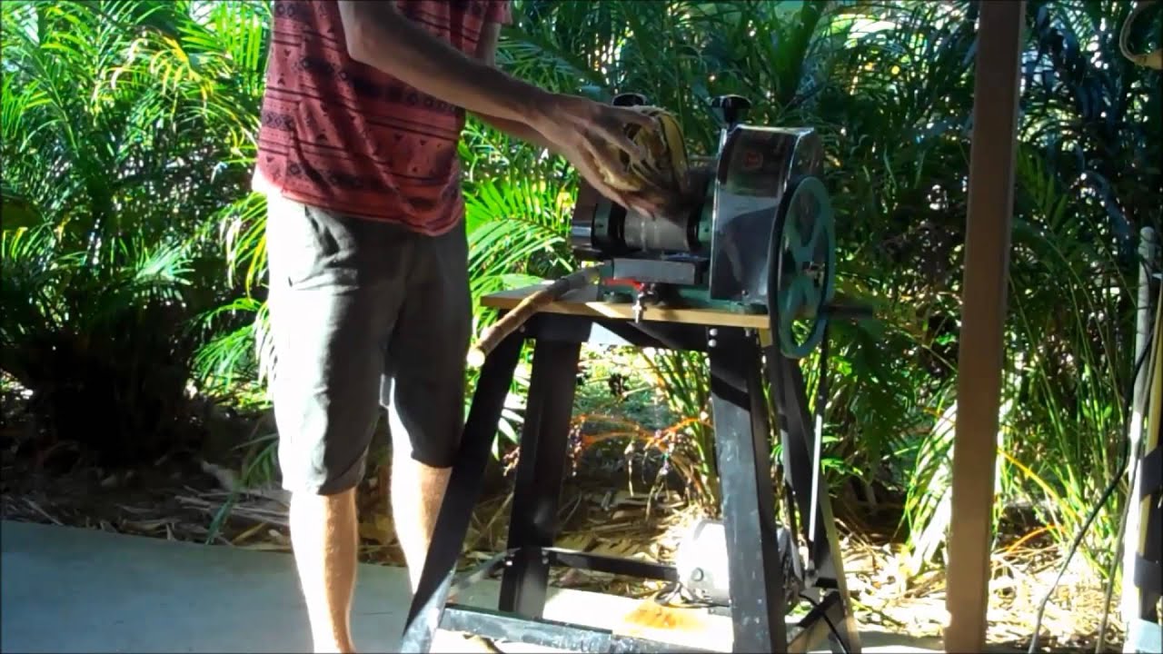 Squeeze sugar cane with an electric powered juicer!