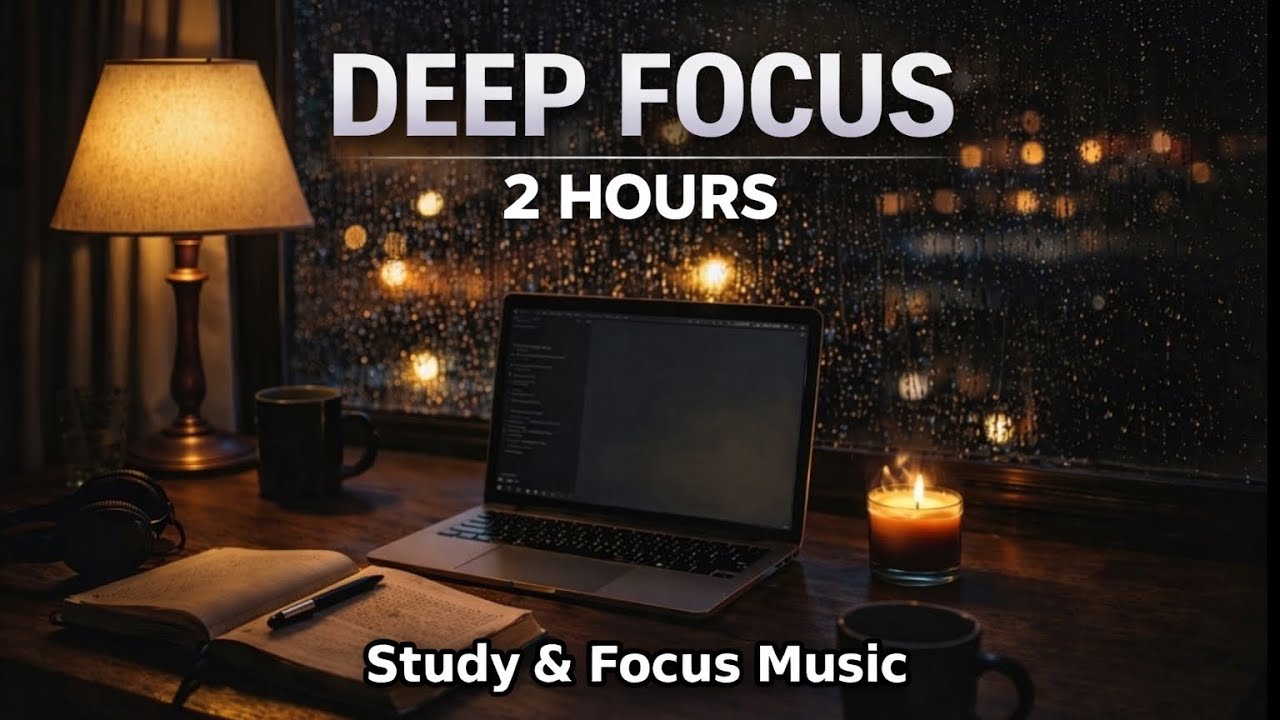 Rain Sounds for Studying at Night 🌧️2 Hour Cozy Desk Ambience | Deep Focus