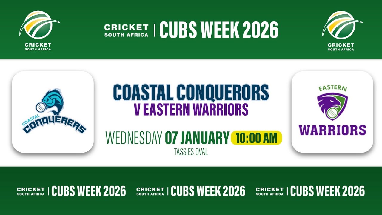 Coastal Conquerers vs Eastern Warriors - CSA Cubs Week 2026 | Tassies Oval