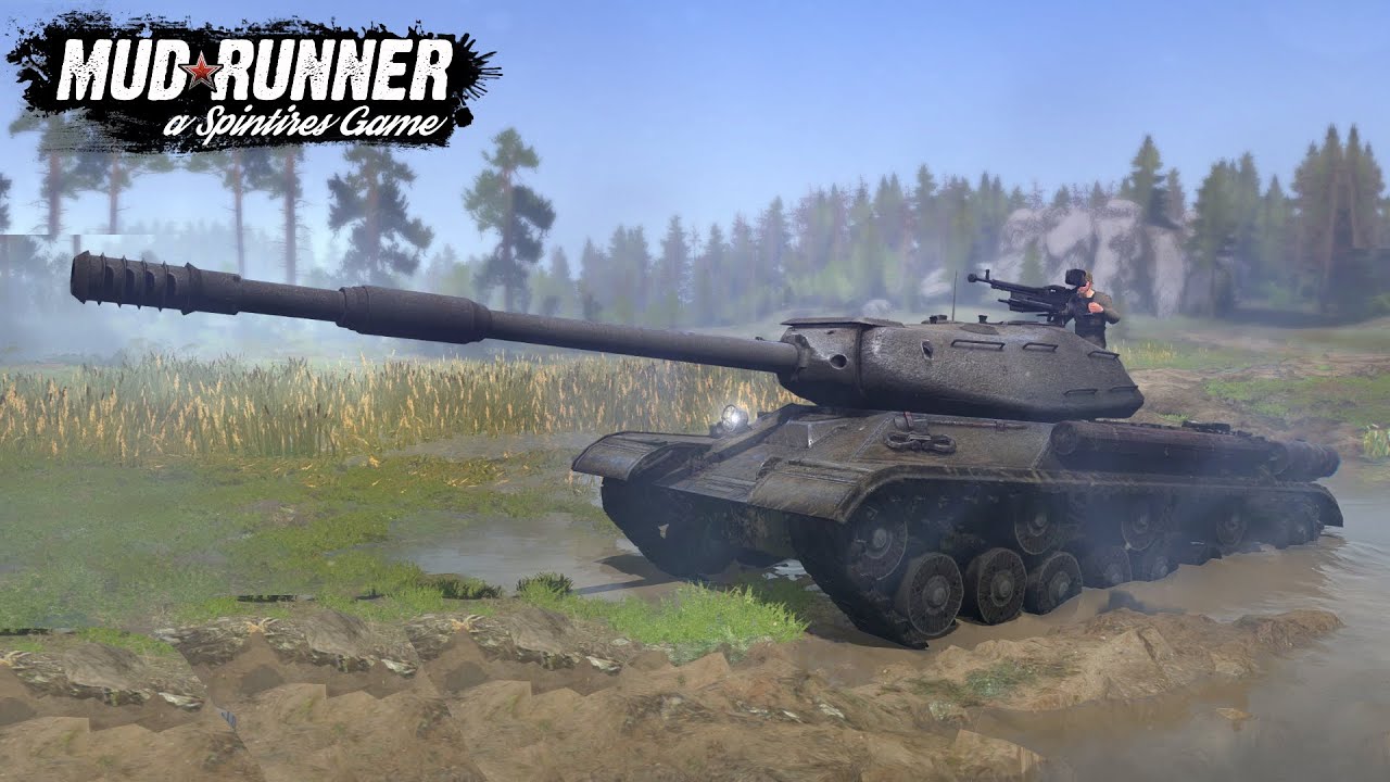 Spintires MudRunner IS 2M Tank Driving Through Mud