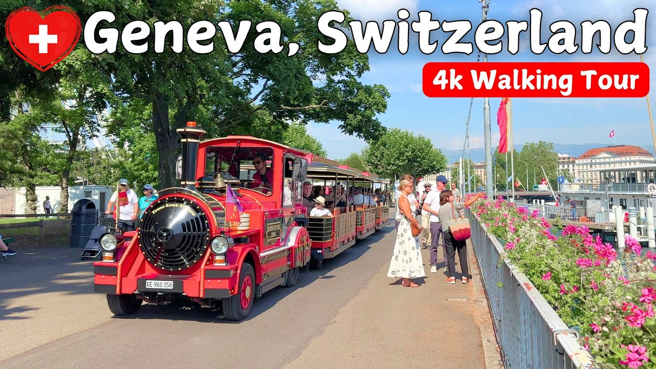 🇨🇭 Geneva City Walking Tour 4K | 1-Hour Relaxing Ambient Sounds | Virtual Travel in Switzerland