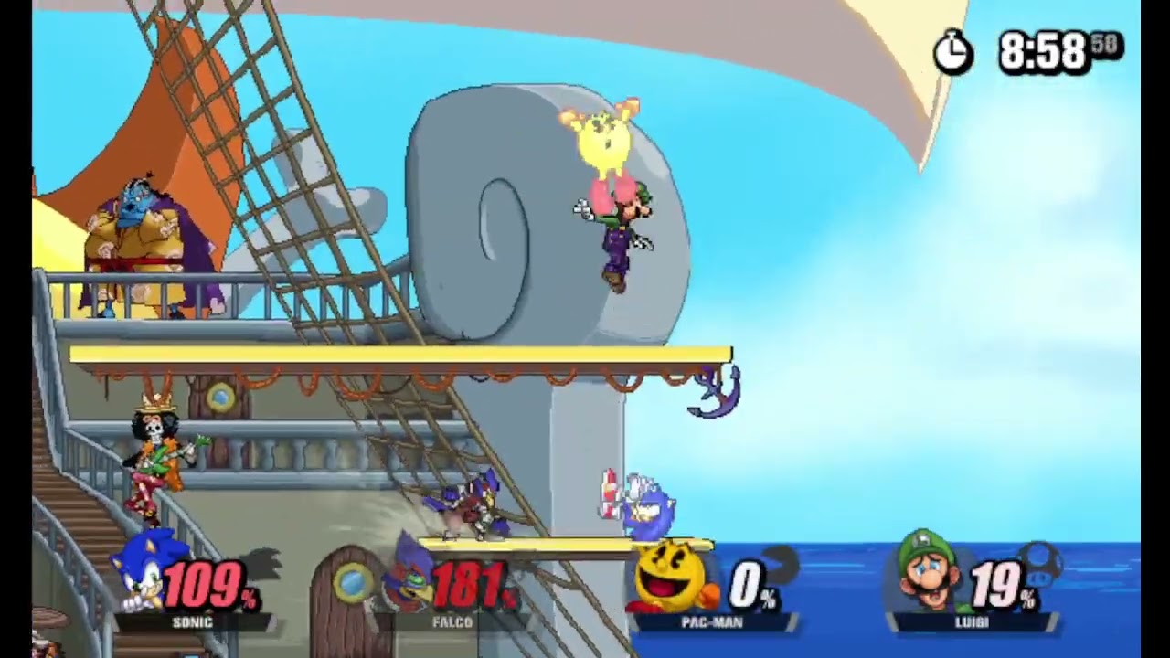 Super Smash Flash 2: Sonic Vs Falco Vs Pac-Man Vs Luigi