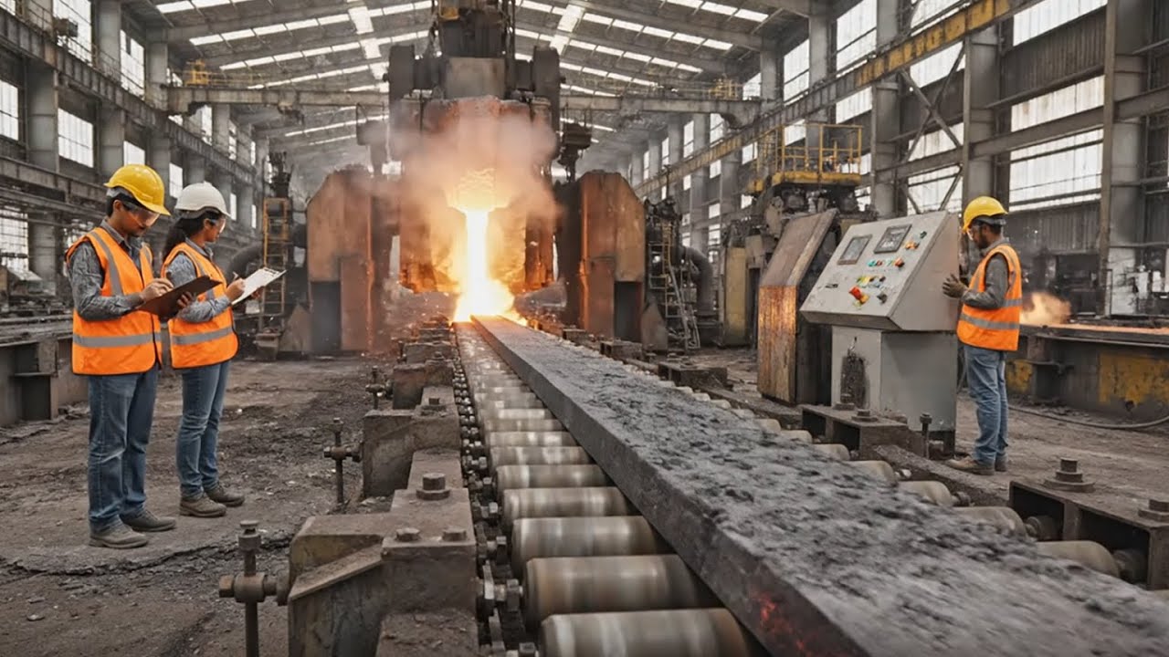 Inside the Steel Forge: How Massive Steel Beams Are Born in 2,000°C Furnaces