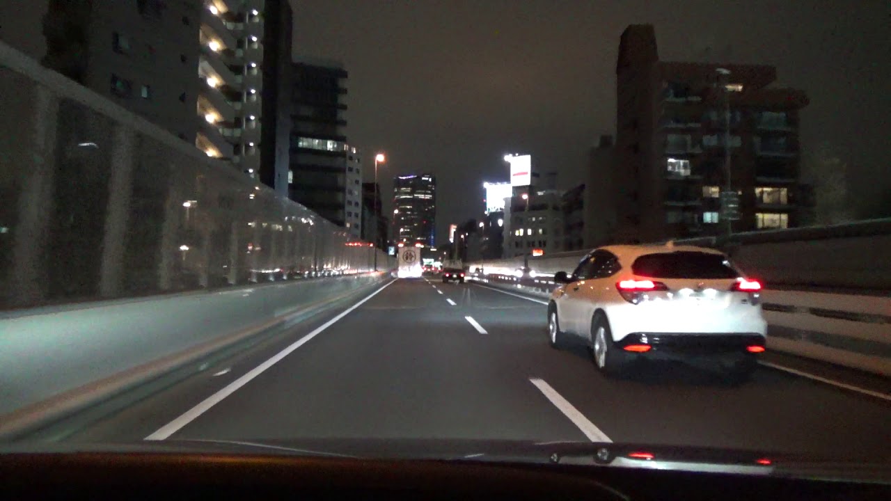 首都高速3号渋谷線　用賀本線料金所　⇒レインボーブリッジ⇒　首都高速湾岸線　辰巳JCT　2020/03/07