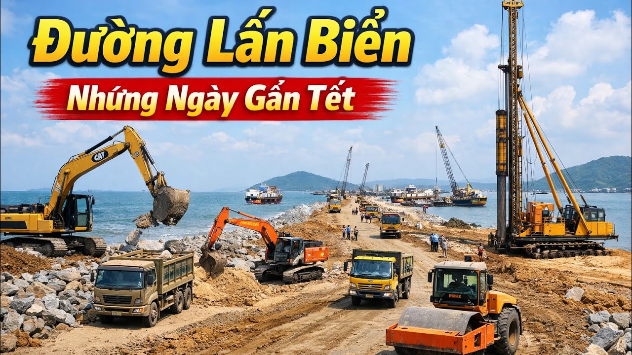 Đường Lấn Biển Những Ngày Gần Tết | Công Trình Thi Công Nhộn Nhịp Ở Hà Tiên